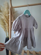 Sproutli® Handgefertigtes Baby- & Mädchenkleid aus gewaschener Baumwolle mit Puffärmeln