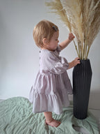 Sproutli® Handgefertigtes Baby- & Mädchenkleid aus gewaschener Baumwolle mit Puffärmeln